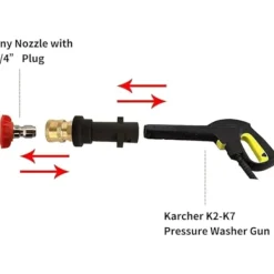 Hot Högtryckstvätt Pistol Adapter med 1/4'' Snabbkoppling Hona Kompatibel med Karcher/Kärcher K Serie K2, K3, K4, K5, K6, K7