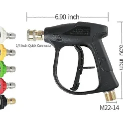 Online Högtryckstvätt Pistol med 5 Vattenmunstycken, 3000 Psi, Högtryckspistol M22 Yttergänga Lämplig För Mekanisk Utrustning, Golv, Väggar, Fönster An