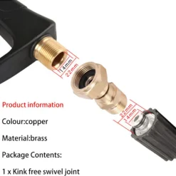 Högtryckstvätt Vridkoppling, Slangändbeslag, Metrisk Anti-Twist M22 14mm, 3000 Psi