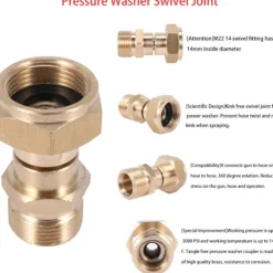 Högtryckstvätt Vridkoppling, Slangändbeslag, Metrisk Anti-Twist M22 14mm, 3000 Psi