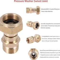 Outlet Högtryckstvätt Vridkoppling, Fri till Slangkoppling, Anti-Twist Metrisk M22 14Mm Anslutning, 3000 Psi-B14