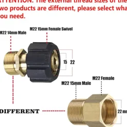 Best Högtryckstvättanslutning M22 15 mm 2# M22 15mm hona till M22 14mm hane