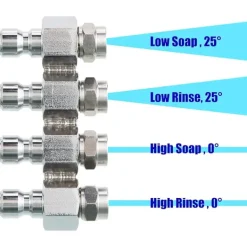 Clearance Högtryckstvättmunstycke Nedströmsmunstyckesset med 4-vägs J-Rod-tipshållare för mjuk tvätt, 1/4 