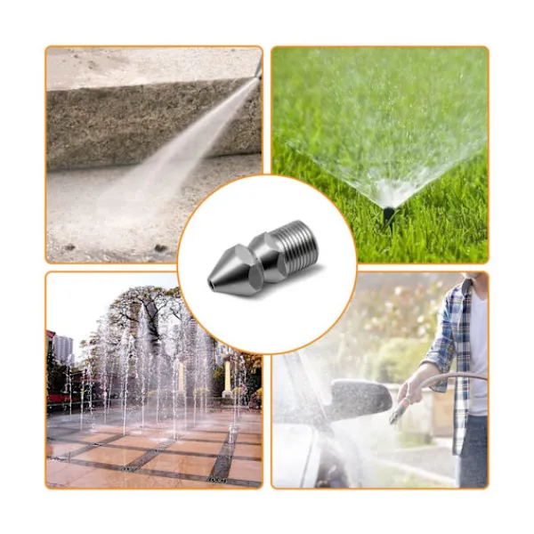 New Högtryckstvättmunstycken, SS304 rostfritt stål avloppsrensningsmunstycke, 3/8 BSP hane gänga rörrengöringsmunstycke, för trädgårdsbevattning avloppsrengöring | Fyndiq