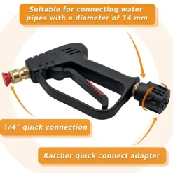 Outlet Högtryckstvättpistol med 5 munstycken för bilrengöring (M22 14MM slangkoppling & Karcher snabbkoppling)