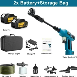 OEM Högtryckstvättspistol, 250 BAR tryck, 7L/min vattenflöde,2 Batteri 1 Kontakt