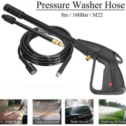 Högtryckstvättspruta, M22 Bilvattentvättverktyg med 8M Slang