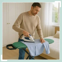 Best Northix Höjdjusterbar strykbräda med strykjärnsstöd, 121 x 39 cm