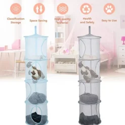 Clearance Hängande Förvaringsnät, Hängande Leksaksförvaring, 4-Lagers Nätförvaringskorg Hopfällbar Utrymmesbesparande Organizer för Mjuka Leksaker Kläder{Y F L} | Fyndiq