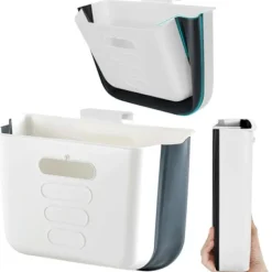 Best Hängande Köksavfallsbehållare Liten Soptunna Vikbar Plast Soptunna för Kökslucka Dörr Badrum Sovrum Bil (Vit)