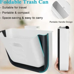 Best Hängande Köksavfallsbehållare Liten Soptunna Vikbar Plast Soptunna för Kökslucka Dörr Badrum Sovrum Bil (Vit)