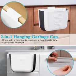 Best Hängande Köksavfallsbehållare Liten Soptunna Vikbar Plast Soptunna för Kökslucka Dörr Badrum Sovrum Bil (Vit)