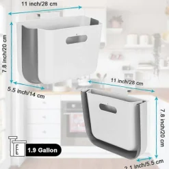 Best Hängande Köksavfallsbehållare Liten Soptunna Vikbar Plast Soptunna för Kökslucka Dörr Badrum Sovrum Bil (Vit)