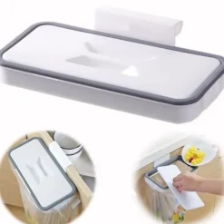 Online Hängande soppåsehållare med lock, köksskåp camping förvaringsställ - Vit och grå