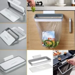 Online Hängande soppåsehållare med lock, köksskåp camping förvaringsställ - Vit och grå