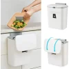 Best Hängande soptunna för köksskåpsdörr, vit med lock, liten