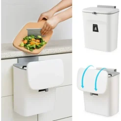 Best Hängande soptunna för köksskåpsdörr, vit med lock, liten