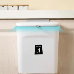 Best Hängande soptunna för köksskåpsdörr, vit med lock, liten