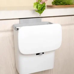 Best Hängande soptunna för köksskåpsdörr, vit med lock, liten