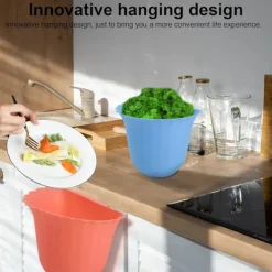 Hängande soptunna, 2-pack plast köksbänk hängande sopbehållare, mini kökshängande soptunna, lockfri förvaringsorganisatorlåda vägg (vit)