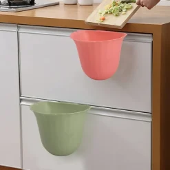 Hängande soptunna, 2-pack plast köksbänk hängande sopbehållare, mini kökshängande soptunna, lockfri förvaringsorganisatorlåda vägg (vit)