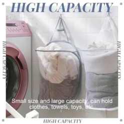 Best LBSS Hängande tvättkorg Vikbar väggmonterad badrumsduk Mesh Synlig Stor öppen topp Enkel åtkomst för rummet Gray