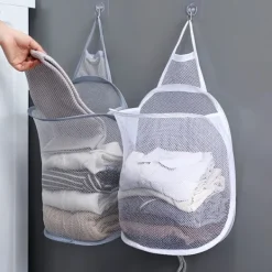 Best LBSS Hängande tvättkorg Vikbar väggmonterad badrumsduk Mesh Synlig Stor öppen topp Enkel åtkomst för rummet Gray