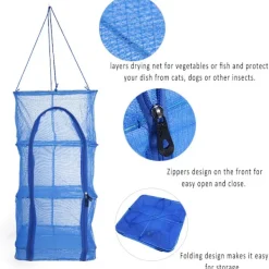 Discount Hopfällbar Blå 4-Lagers Hängande Torkställning