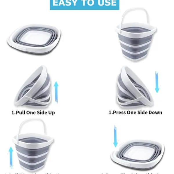 New Hopfällbar diskho, 9L hopfällbar diskho med avloppsplugg för köksbänk, 5L bärbar hopfällbar liten plastvattenbehållare (2-pack)