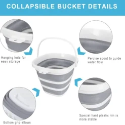 New Hopfällbar diskho, 9L hopfällbar diskho med avloppsplugg för köksbänk, 5L bärbar hopfällbar liten plastvattenbehållare (2-pack)