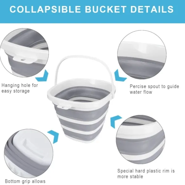 New Hopfällbar diskho, 9L hopfällbar diskho med avloppsplugg för köksbänk, 5L bärbar hopfällbar liten plastvattenbehållare (2-pack)
