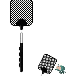 New Hopfällbar flugsmälla (svart + röd), hopfällbar flugsmälla, hållbart och robust teleskophandtag, lätt manuell skadedjursbekämpning