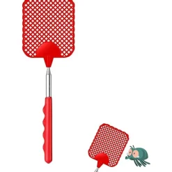 New Hopfällbar flugsmälla (svart + röd), hopfällbar flugsmälla, hållbart och robust teleskophandtag, lätt manuell skadedjursbekämpning