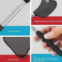 New Hopfällbar flugsmälla (svart + röd), hopfällbar flugsmälla, hållbart och robust teleskophandtag, lätt manuell skadedjursbekämpning