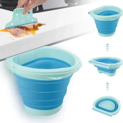 Clearance Hopfällbar hängande soptunna för kök 4L hopfällbar silikon