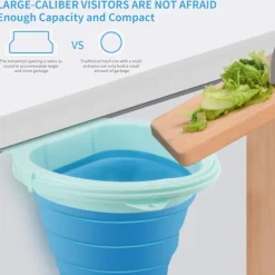 Clearance Hopfällbar hängande soptunna för kök 4L hopfällbar silikon