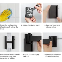 Discount Hopfällbar klädtork, 2-faldig svart tvättställ, platsbesparande, premium hopfällbar klädhängare, för tvättstuga, balkong, badrum, uteplats, sovsal, lägenhet | Fyndiq