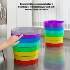 Best Hopfällbar Regnbågsfärgad Papperskorg Fällbar Multifunktionell Avfallsbehållare för Kök Camping Bilresa Utomhus Inomhusbruk Bärbar Färgglad Soptunna | Fyndiq