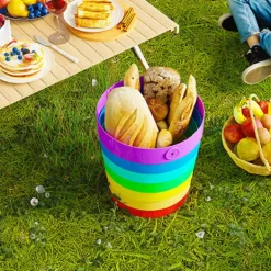 Best Hopfällbar Regnbågsfärgad Papperskorg Fällbar Multifunktionell Avfallsbehållare för Kök Camping Bilresa Utomhus Inomhusbruk Bärbar Färgglad Soptunna | Fyndiq