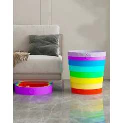 Best Hopfällbar Regnbågsfärgad Papperskorg Fällbar Multifunktionell Avfallsbehållare för Kök Camping Bilresa Utomhus Inomhusbruk Bärbar Färgglad Soptunna | Fyndiq