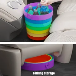 Best Hopfällbar Regnbågsfärgad Papperskorg Fällbar Multifunktionell Avfallsbehållare för Kök Camping Bilresa Utomhus Inomhusbruk Bärbar Färgglad Soptunna | Fyndiq