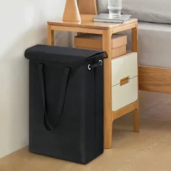 Discount Hopfällbar smutstvättkorg hopfällbar korg papperskorg med lock tvättförvaringskorgar tvättkorg svart