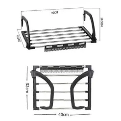 Clearance Hopfällbar torkställning för kläder, rostfritt stål, balkonghängare för element, fönster, badkar för att hänga torra och våta kläder för tvätt (40X32cm) | Fyndiq