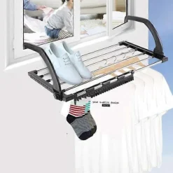 Clearance Hopfällbar torkställning för kläder, rostfritt stål, balkonghängare för element, fönster, badkar för att hänga torra och våta kläder för tvätt (40X32cm) | Fyndiq