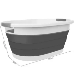 Hopfällbar Tvättkorg / Balja - Vikbar Korg 25L grå