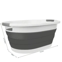 Hopfällbar Tvättkorg / Balja - Vikbar Korg 25L grå