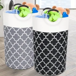 Best Hopfällbar Tvättkorg - 82L Stor Hopfällbar Tvättkorg med Starkt Handtag, Dubbla Lager Starkt Tyg Tvättkorg (74x38cm)
