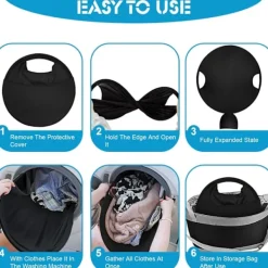 Outlet Hopfällbar tvättkorg för enkel förvaring och transport, stor pop-up tvättkorg, lämplig för torktumlare och tvättmaskiner