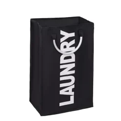 Outlet Hopfällbar tvättkorg för sovrum och badrum, svart
