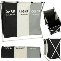 Best Hopfällbar Tvättkorg med 3 Fack – 135 liter